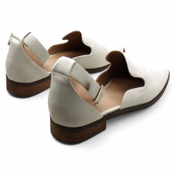 Journee Collection Cream Loafers with Ankle Strap - Picture 6 of 9